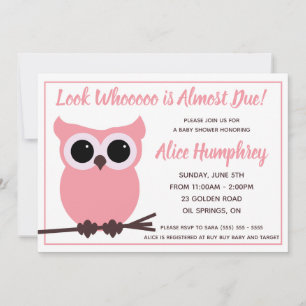 Invitación ¡Mira quién está casi vencido! Baby Shower de búho