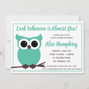 Invitación ¡Mira quién está casi vencido! Baby Shower de búho