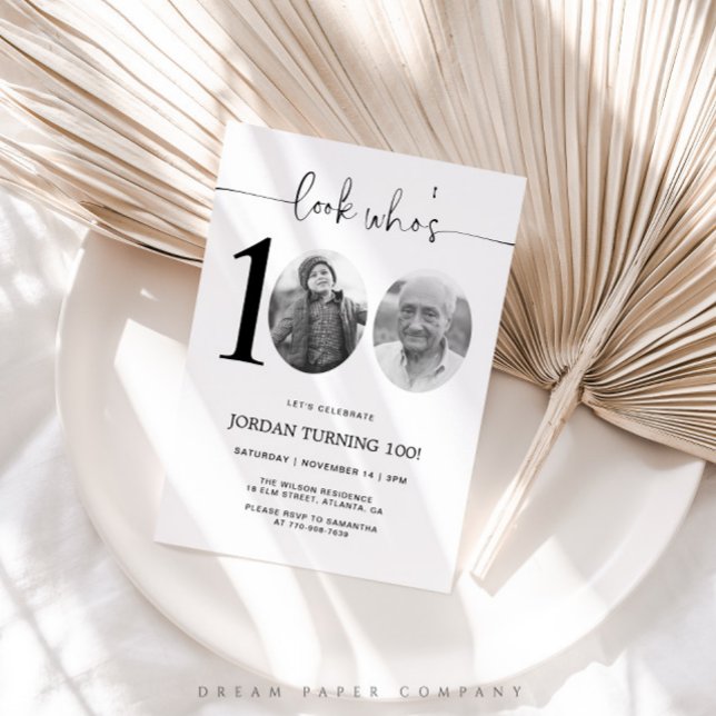Invitación Mira quién tiene 100 | Foto invitada por cumpleaño (Subido por el creador)