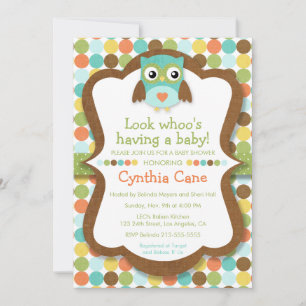 Invitación Mira quién tiene un bebé - Owl Boy Baby Shower