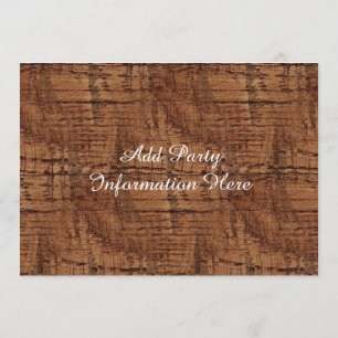 Invitación Mirada rugosa del grano de madera de roble de
