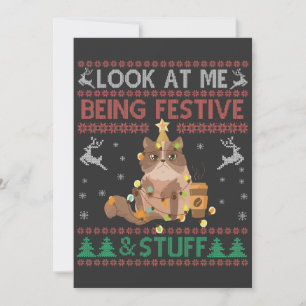 Invitación Mírame siendo festivo y cosas Gato feo de Navidad 
