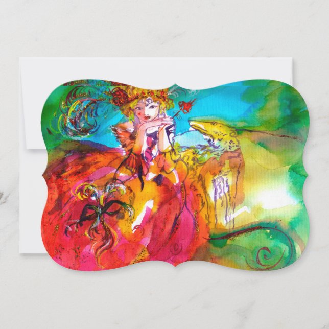 Invitación MIRANDOLINA BAILE DE MÁSCARAS amarillo marrón rojo (Anverso)