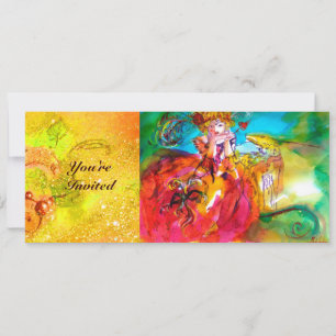 Invitación MIRANDOLINA, brillantes chispas amarillo verde roj