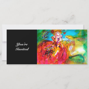 Invitación MIRANDOLINA, brillantes chispas amarillo verde roj