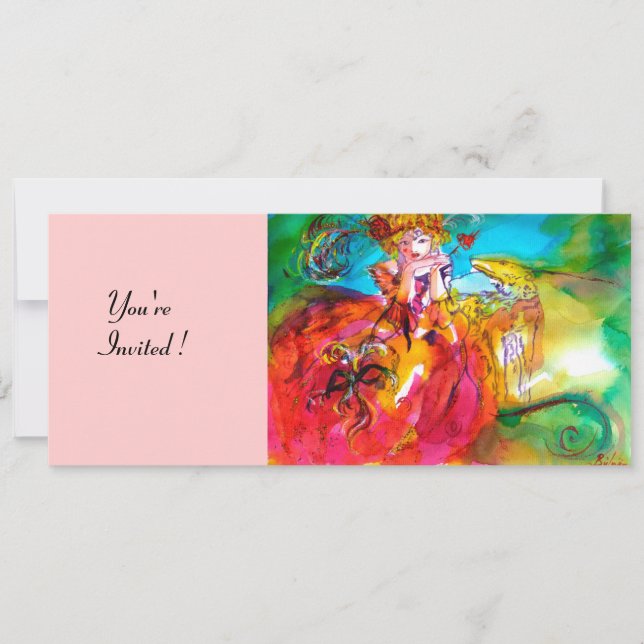 INVITACIÓN MIRANDOLINA MARDI GRAS MASQUERADE FIESTA (Anverso)