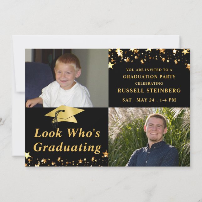 Invitación MIREN LA FOTO DE QUIÉN GRADUA LAS estrellas del or (Anverso)