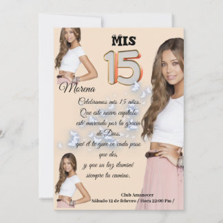 Invitación mis 15 rosa con foto