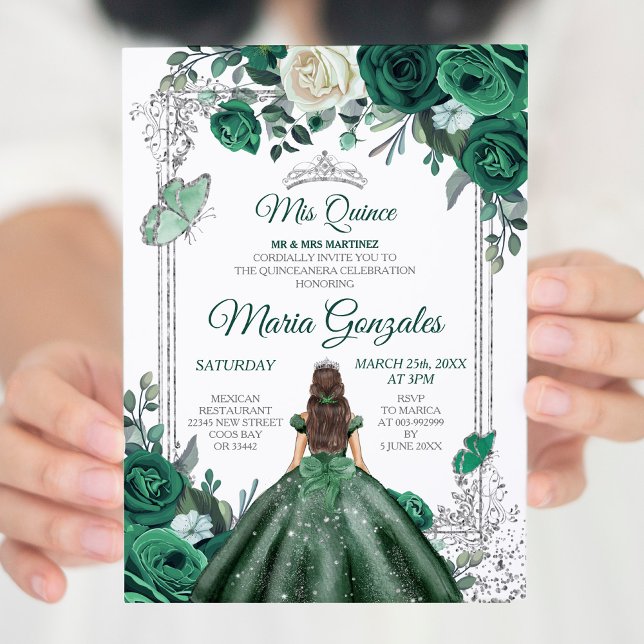 Invitación Mis cumpleaños verde y blanco de esmeralda de quin (Subido por el creador)