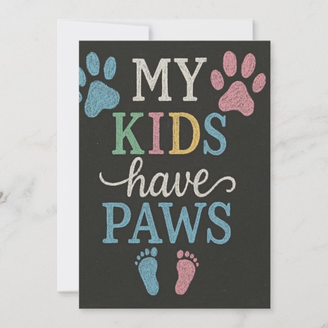Invitación Mis Hijos Tienen Diseño De Chalkboard De Paws (Anverso)