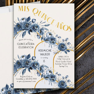 Invitación Mis Quince Años Arco Dorado Rosa Azul Cumpleaños 1