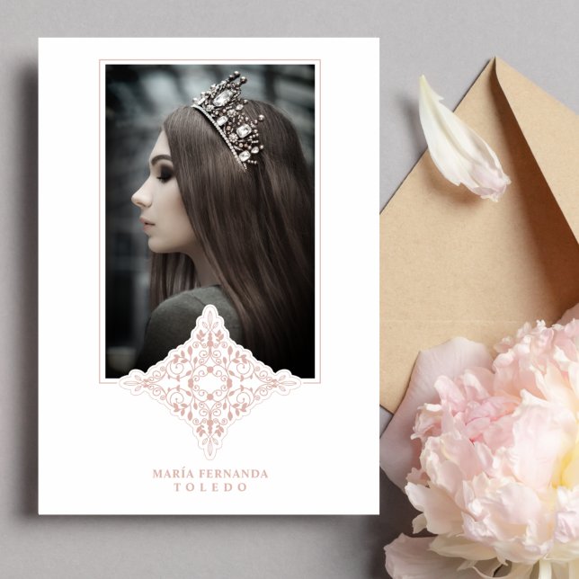 Invitación Mis Quince años en español Foto Efecto Dusty Rosa (Subido por el creador)