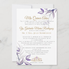 Invitación Mis Quince años Follaje Morado