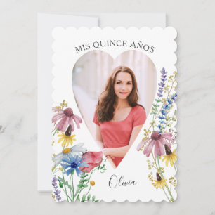 Invitación Mis Quince Años Foto Flores Silvestres Quinceañera