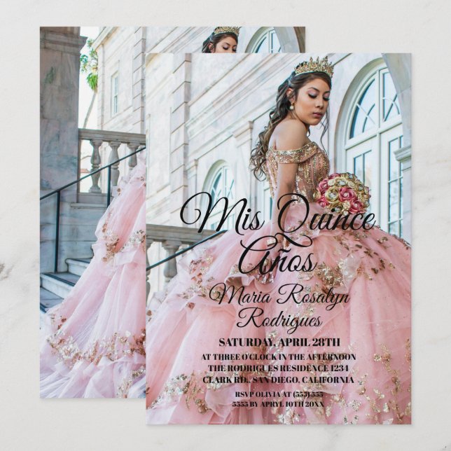 Invitación Mis Quince Años Foto Moderna Quinceañera (Anverso / Reverso)