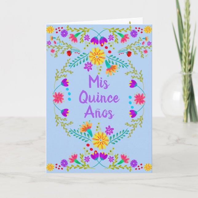 Invitación Mis Quince Anos Luz Mexicana Azul Quinceanera (Anverso)
