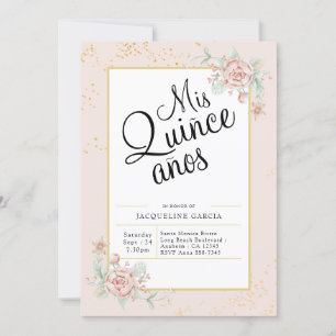 Invitación Mis Quince Anos Moda Floral Quinceañera