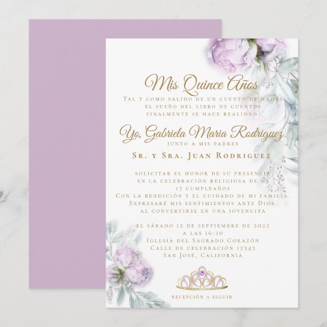 Invitación Mis quince años modernos (Anverso / Reverso)