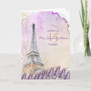 Invitación Mis Quince Anos Paris Torre Eiffel Lavender
