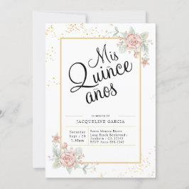 Invitación Mis Quince Anos Pink Floral Quinceañera