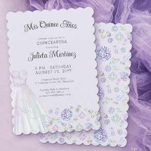 Invitación Mis Quince Años Princesa de Diamantes Lila Quincea
