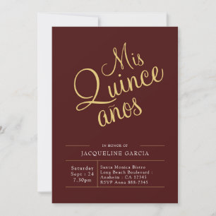 Invitación Mis Quince Anos Rojo Oro Moderno Quinceanera