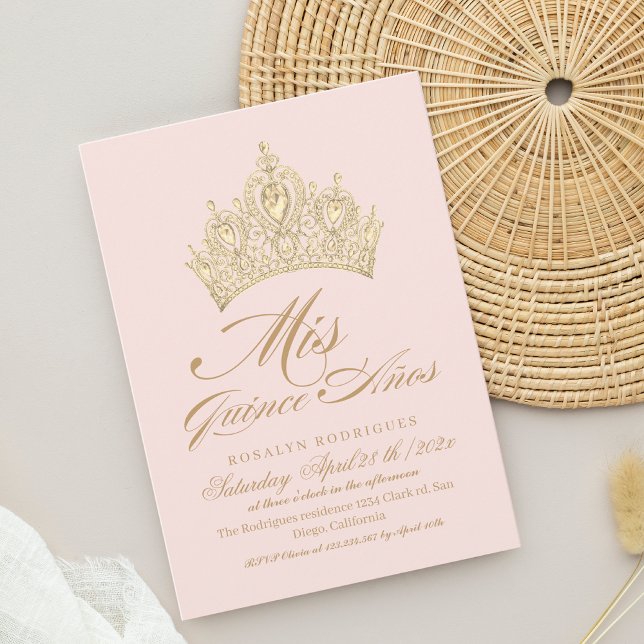 Invitación Mis Quince Anos Rosa Gold Elegant (Subido por el creador)