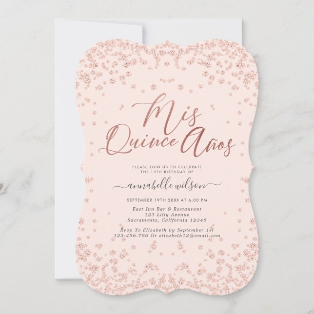 Invitación Mis Quince Años Rubor Quinceañera (Anverso)