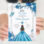 Invitación Mis Quince Aqua Verde azulada Corona Floral Quince<br><div class="desc">Invitación de la floral Verde azulada Quinceañera Quinceañera 15 Anos Cumpleaños</div>