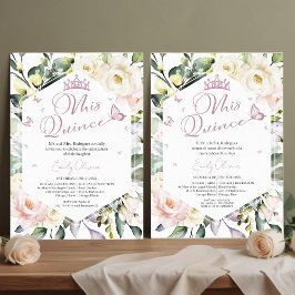 Invitación Mis Quince Butterfly Floral Quinceañera Bilingual