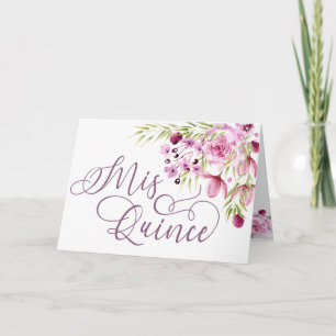 Invitación Mis Quince Flores Acuarela Púrpura Cumpleaños 15