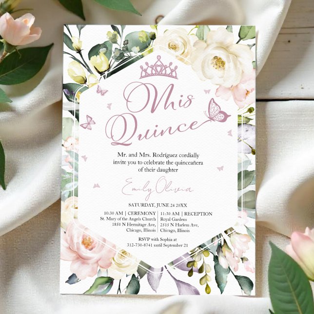Invitación Mis Quince | Foto Floral de mariposa Quinceañera (Subido por el creador)
