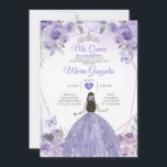 Invitación Mis Quince Purple Lavender 15 Anos Silver Crown<br><div class="desc">Invitación de la Corona de Plata Quinceañera Purple Lavender Quince Quince 15 Anos,  16º Cumpleaños, </div>