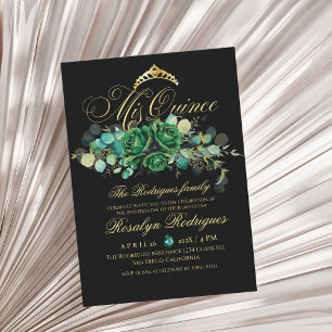 Invitación Mis Quince verde floral negro verde 15 cumpleaños