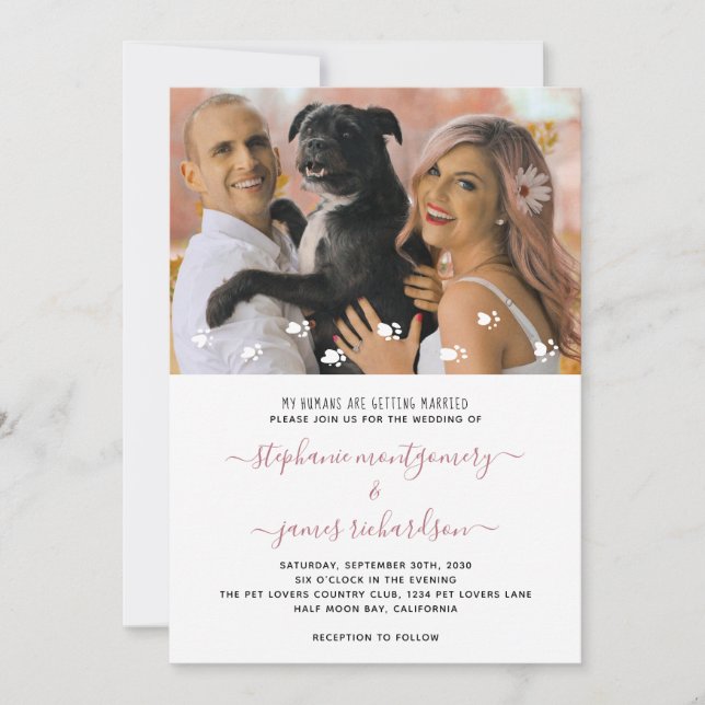 Invitación Mis seres humanos se casan con un Mascota Personal (Anverso)
