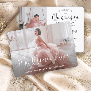 Invitación Mis XV Quinceañera moderna 2 Foto 15º cumpleaños