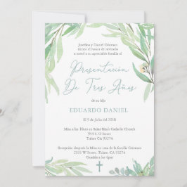 Invitación Misa de presentación de latino de tres años para c