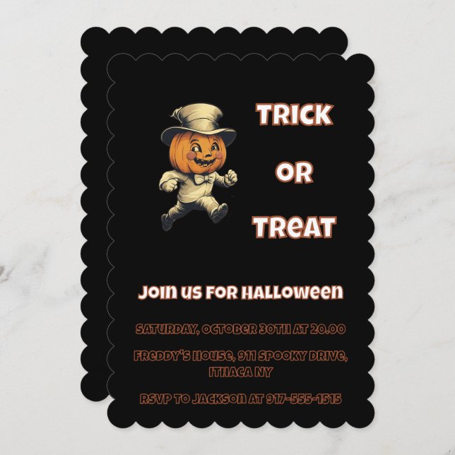 Invitación Mischievous Jack o lantern Halloween Party (Anverso / Reverso)