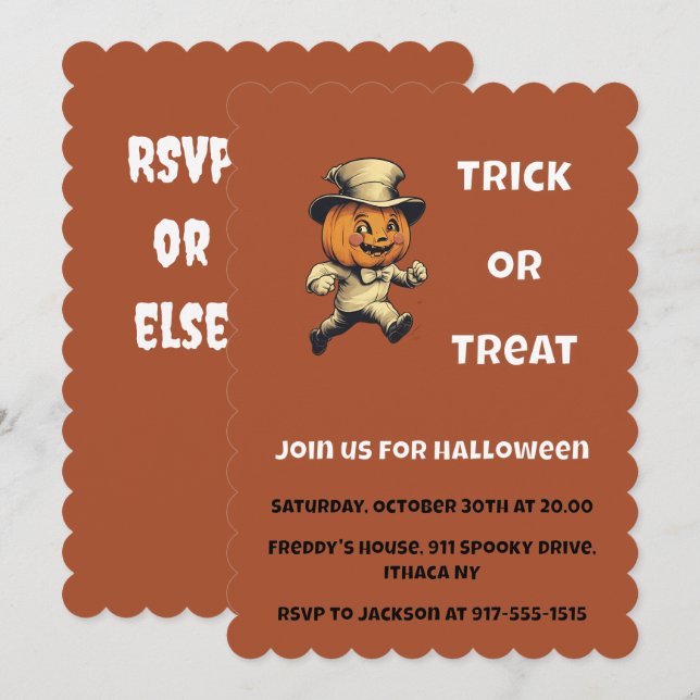 Invitación Mischievous Jack o lantern Halloween Party (Anverso / Reverso)
