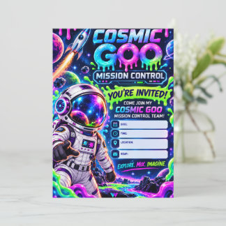 INVITACIÓN MISIÓN DE CONTROL DE COSMOS GOO CUMPLEAÑOS ESPACIO