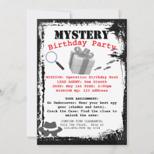 Invitación Misión de la fiesta de cumpleaños del detective de