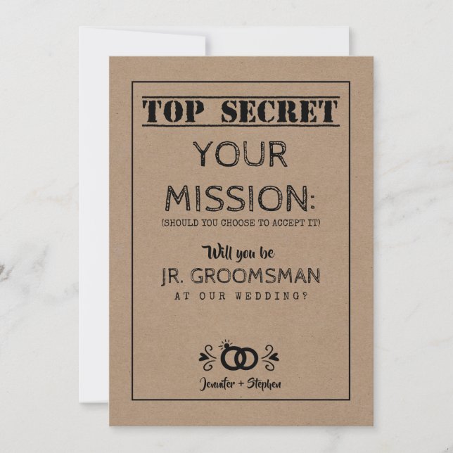 Invitación Misión secreta superior - Propuesta de Groomsman j (Anverso)