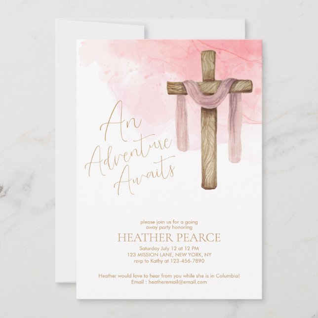 Invitación Misionero cristiano se va Fiesta (Anverso)