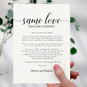 Invitación Mismo amor, boda más pequeña, reducción de boda