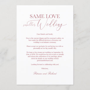 Invitación Mismo amor, boda más pequeña, reducción de boda, e