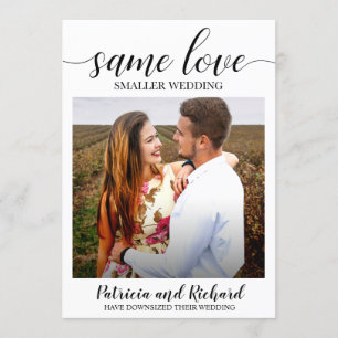 Invitación Mismo amor, boda más pequeña, reducir boda