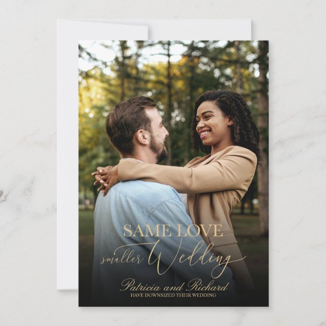 Invitación Mismo Amor Destamaño Boda Simple Elegante Foto En (Anverso)