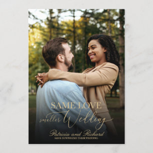 Invitación Mismo Amor Reducir el Tamaño de la Boda Simple Ele