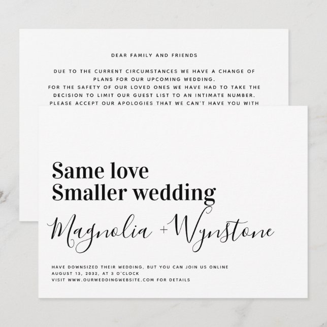 Invitación Mismo Boda de amor menor (Anverso / Reverso)