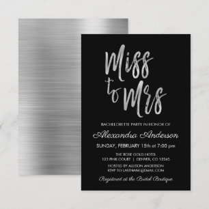 Invitación Miss a la Fiesta de Bachelorette Mrs Silver